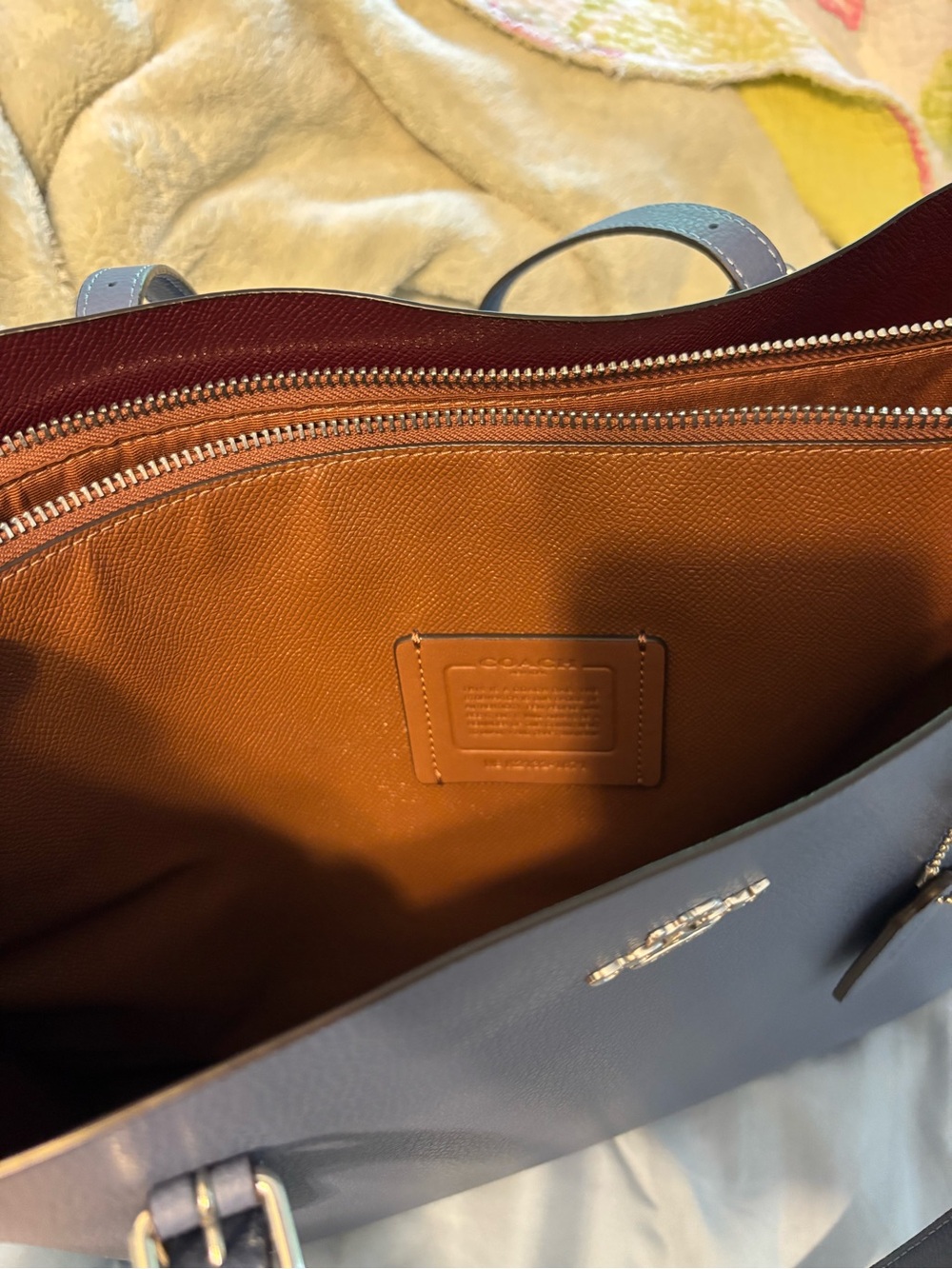 Coach Slate Blue Pebbled Leather Mollie Tote - EUC - Picture 6 of 9